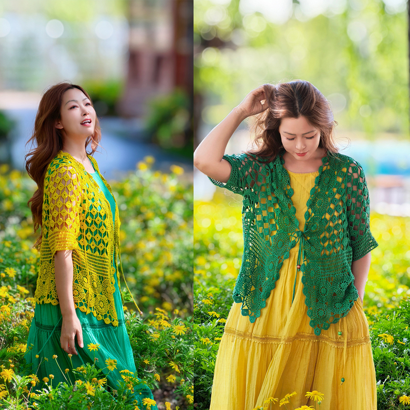 [Dong Yi Travel Outfit] Little Forest Hollow Cardigan Summer Travel Photography Sun Protection Shirt