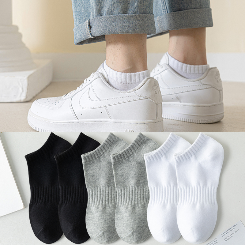 White Socks Men's Short Socks Spring and Summer Thin Men's No-Show Socks Men's Odor-Resistant Sweat-Absorbent Men's Socks Boys' Sports Cotton Socks Trendy