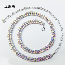 Belly dance 2019 new accessories dance waist double row colored diamond waist chain fashion adult show dance jewelry