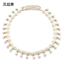 Two pieces minus 5 Adult belly dance waist chain Dance practice teacher beginner Pearl tassel waist chain Dance diamond chain