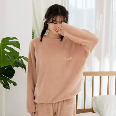 秋冬季法兰绒加绒加厚睡衣