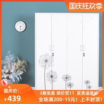 Iron wardrobe home bedroom balcony rental room simple push-pull storage moisture-proof children adult storage cabinet with lock