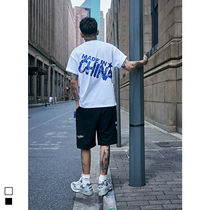 Furnace summer new china blue and white porcelain printed short sleeve T-shirt mens national tide loose Half sleeve T-shirt clothes