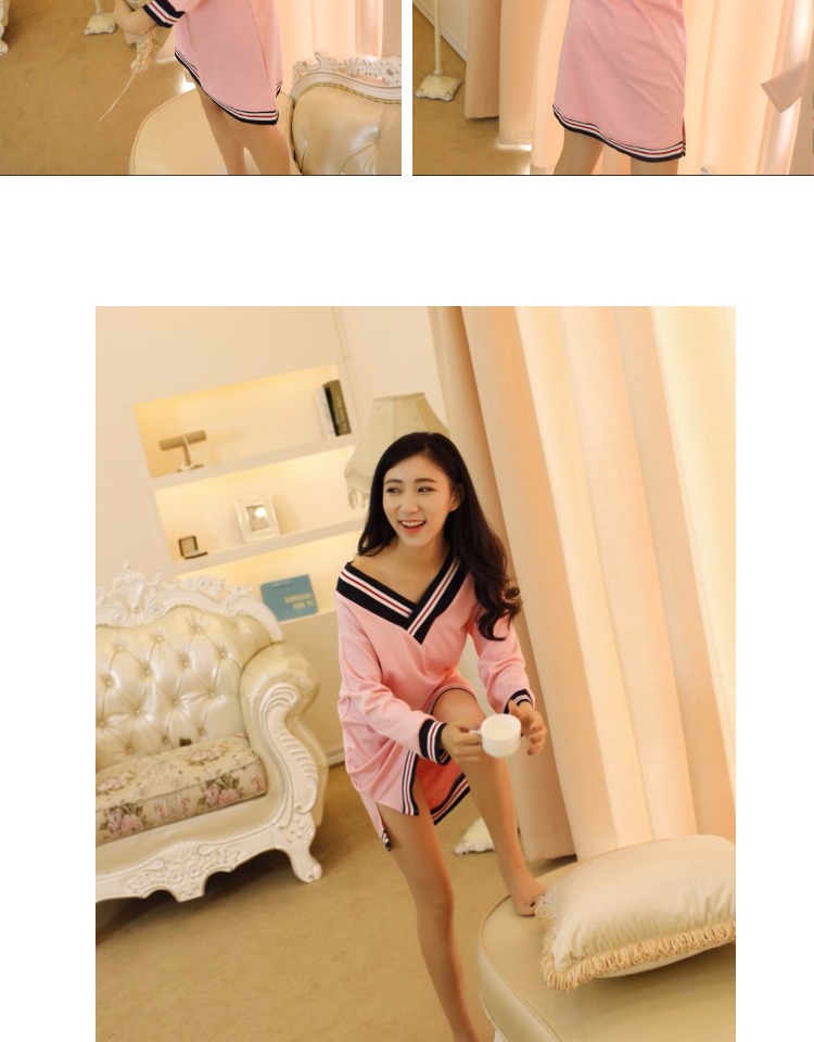 Áo dài mùa xuân và mùa thu Hàn Quốc áo dài tay nữ cotton kích thước lớn đồ ngủ gợi cảm trong phần dài của cotton giản dị phục vụ nhà váy ngủ sexy