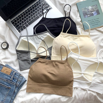 Sports gathering and anti-exposure bra wrapping thin bra style without steel