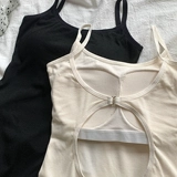 Черный топ с чашечками, сексуальная майка топ, с открытой спиной, в обтяжку