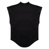 Черный цветной трикотажный летний сексуальный короткий свитер, высокий воротник, облегающий крой