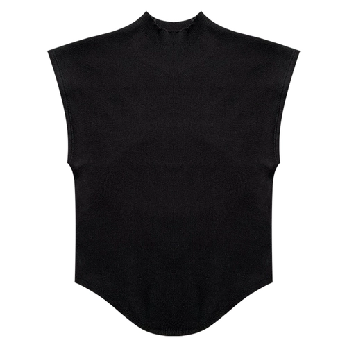 Черный цветной трикотажный летний сексуальный короткий свитер, высокий воротник, облегающий крой