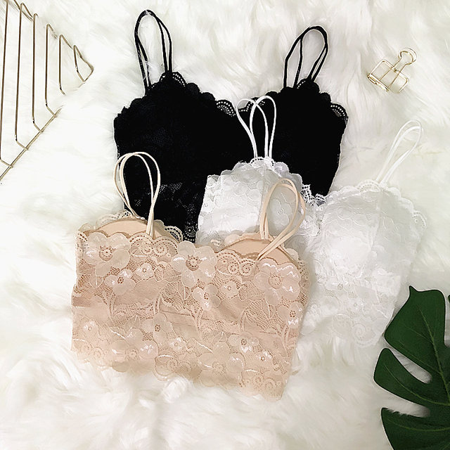 Summer wrapped chest underwear sling lace bottoming small vest short double shoulder straps anti-light tube top female student bra