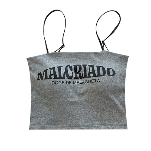 Короткий топ с чашечками без рукавов, майка топ с буквами, облегающий крой