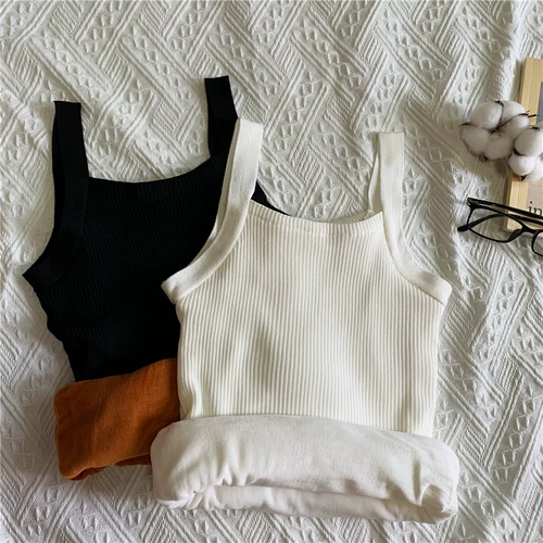 Утепленный цветной трикотажный бюстгальтер-топ, демисезонная удерживающая тепло майка топ