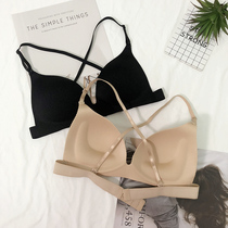 Thin sexy back cross beautiful back girl seamless wrap underwear without steel ring small chest gathered bra strapless summer