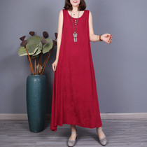 Sister-in-laws summer new art Fan temperament jacquard big code 100 hitch bottom sleeveless vest not even dress lady 339