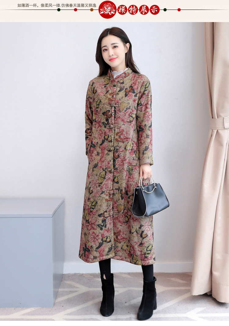 Mùa đông mới của phụ nữ khóa retro gió quốc gia len dài cộng với nhung dày áo khoác mỏng áo khoác nữ