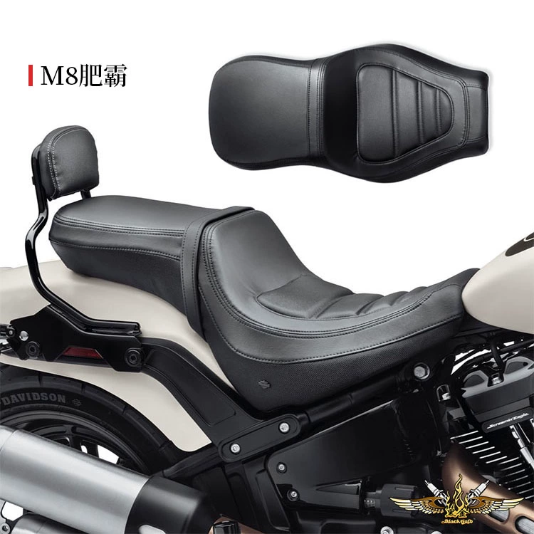 Tùy chỉnh vàng đen Harley Sửa đổi 18 M8 Soft Tail Fatty American Original Double Seat Cushion 52000349 - Đệm xe máy