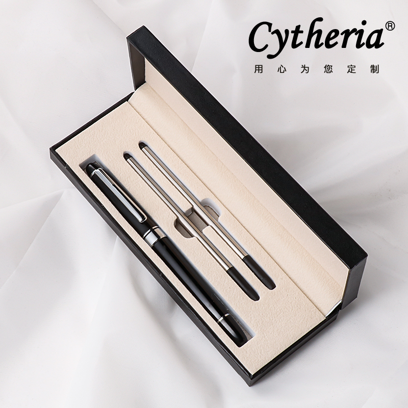 Factory direct supply black gift box set custom printed logo pen case signature refill business packaging box