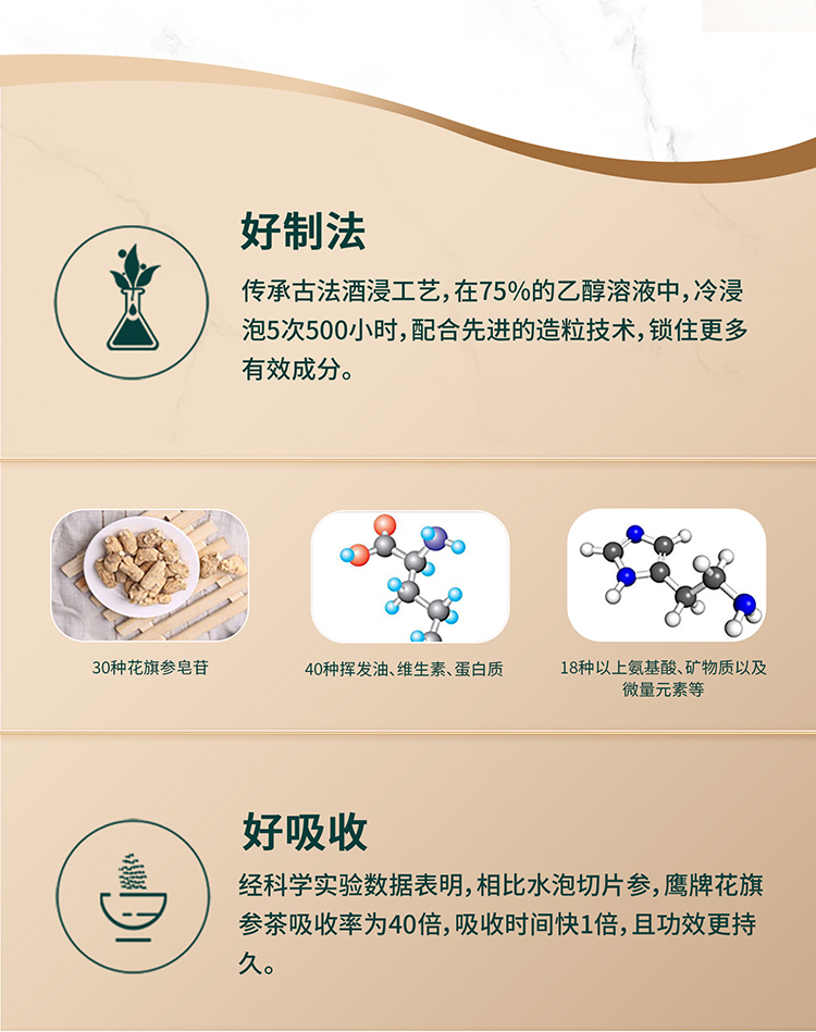 鹰牌 无糖花旗参茶 3g*10包  元气参茶 增强免疫力 图4