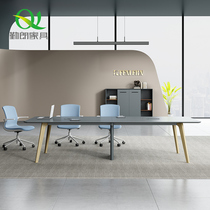 New fashion conference table and chairs combination minimalist light extravagant table in talks reception desk solid wood leg baking lacquered worktop