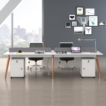 Paint staff desk screen simple modern four 4 6 staff work station card seat Office table and chair combination