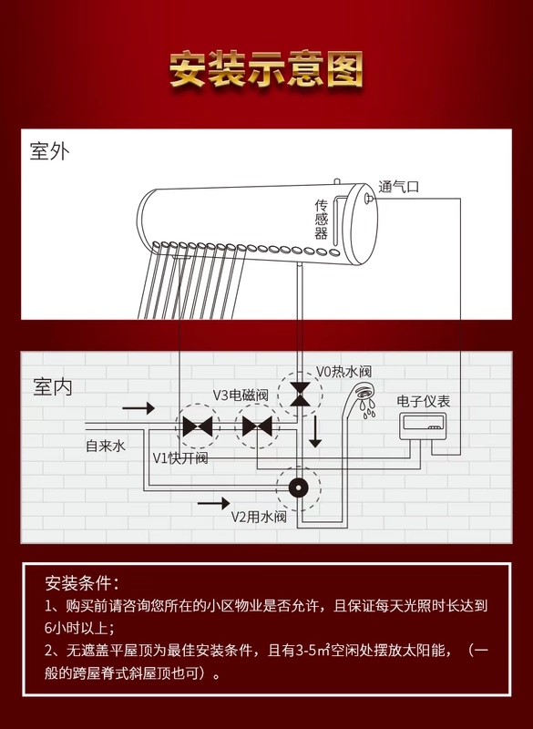 Huayang quang điện kép sử dụng nước nóng năng lượng mặt trời nhà tắm nước nóng điện tự động thương hiệu máy nước nóng - Máy đun nước