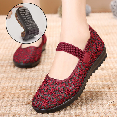 老妈鞋中老年人奶奶布鞋70岁妈妈鞋子老人凉鞋女平底宽口防滑平跟