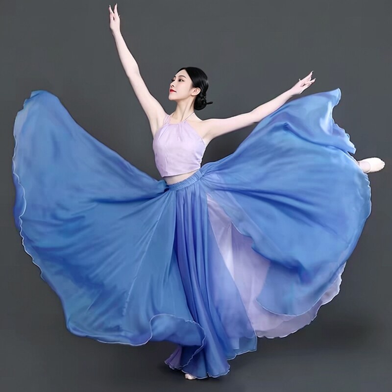 Dream Dance Costume Liu Haocun Blue Double-Layered Flared Skirt 720-Degree Reversible Flowing Long Skirt Dream Dance Costume Liu Haocun Blue Double-Layered Flared Skirt 720-Degree Reversible Flowing Long Skirt