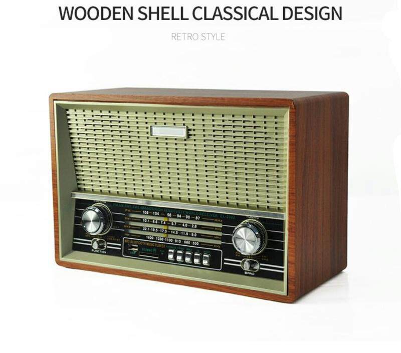 European and American retro radio desktop old-fashioned old-fashioned plug-in card Bluetooth speaker remote control FM medium-wave short-wave radio