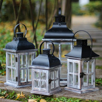  American Countryside Candle Holders Wooden Loft To Make Old Wind Light Windproof Wax Candleholder Household Goods Decoration