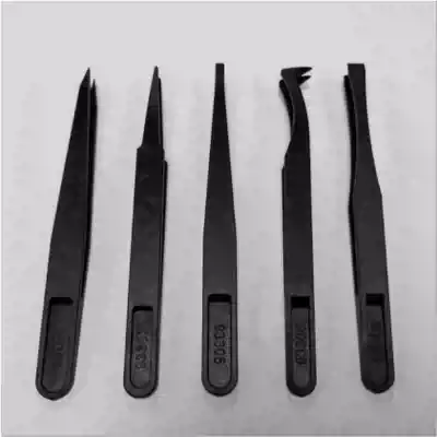 Plastic tweezers 93302 pointed plastic tweezers black round head 93303 flat head 93305 bent 93306 wide flat mouth