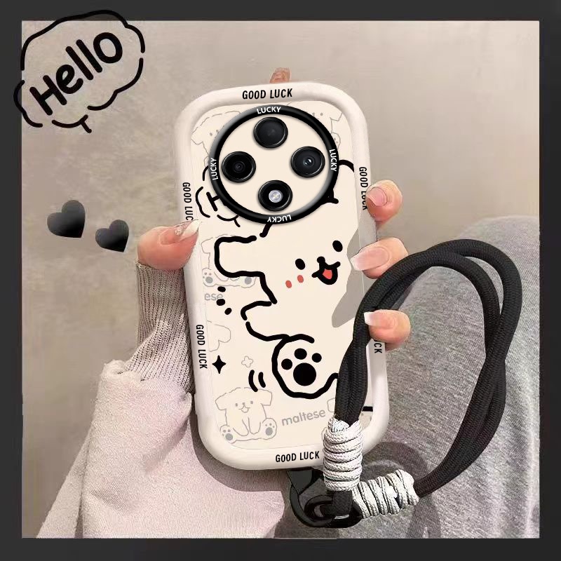 Suitable for Oppo A3 Phone Case 5g Line Design Cat and Dog A3Pro Silicone Protective Cover New Trendy Oppoa3X Cute High-Value Female Model Anti-Drop Oppoa3Pro Full Edge Soft Shell Cartoon