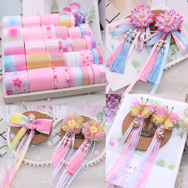 Powder Blue Purple Diy Hair Accessories Bag handmade class silk with suit homemade made butterfly knot hair clip clip headwear