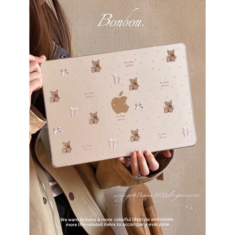 Bonbon【Pearl Bear】Original Polka Dot Sweet Computer Protective Case Suitable for Apple Computers, Anti-Collision Macbookair/Pro 13inch 14inch Protective Case Bonbon【Pearl Bear】Original Polka Dot Sweet Computer Protective Case Suitable for Apple Computers, Anti-Collision Macbookair/Pro 13inch 14inch Protective Case