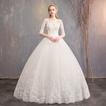 The main wedding dress 2021 new temperament palace winter one-shoulder long-sleeved trailing Mori bride princess simple light gauze