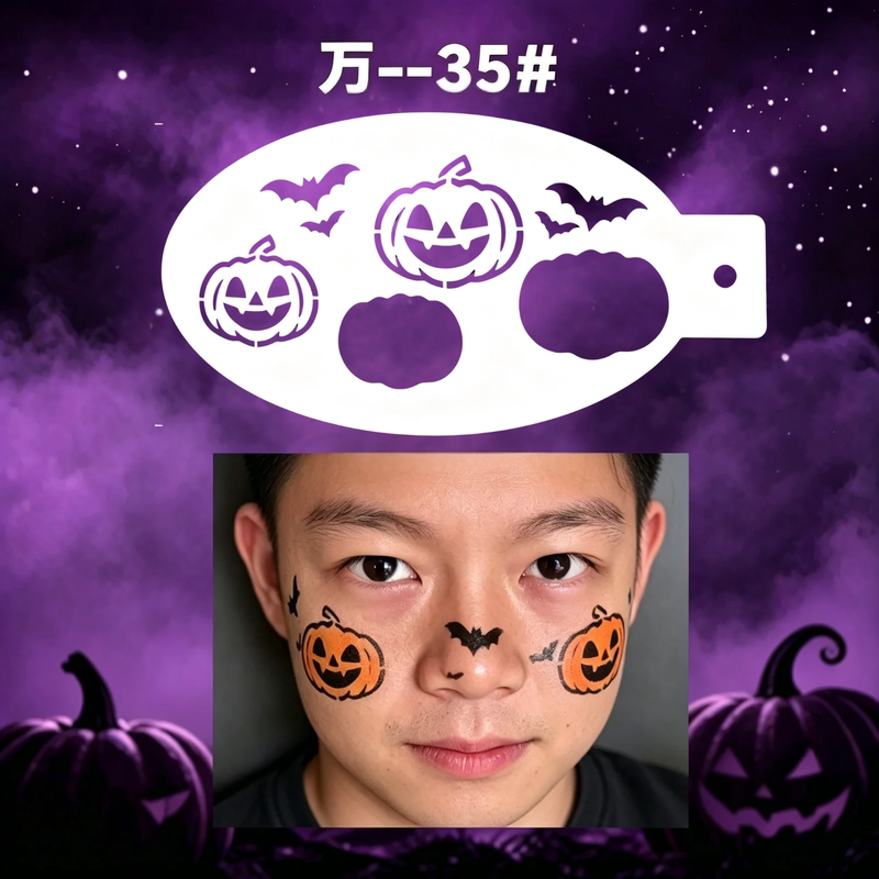 Human Face Painting Halloween Template Horror Skull Makeup Ghost Pumpkin Spider Hollow Painting Stencil Human Face Painting Halloween Template Horror Skull Makeup Ghost Pumpkin Spider Hollow Painting Stencil