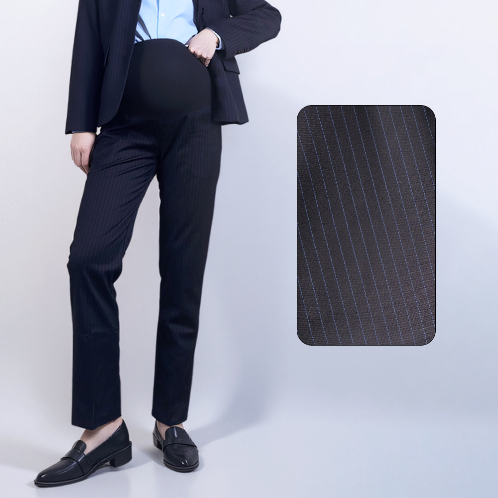 Maternity Work Pants for Office Workers, Straight-Leg Work Pants, Bank Maternity Pants, Suit Pants, Professional Work Pants, Blue Uniform Pants — 2