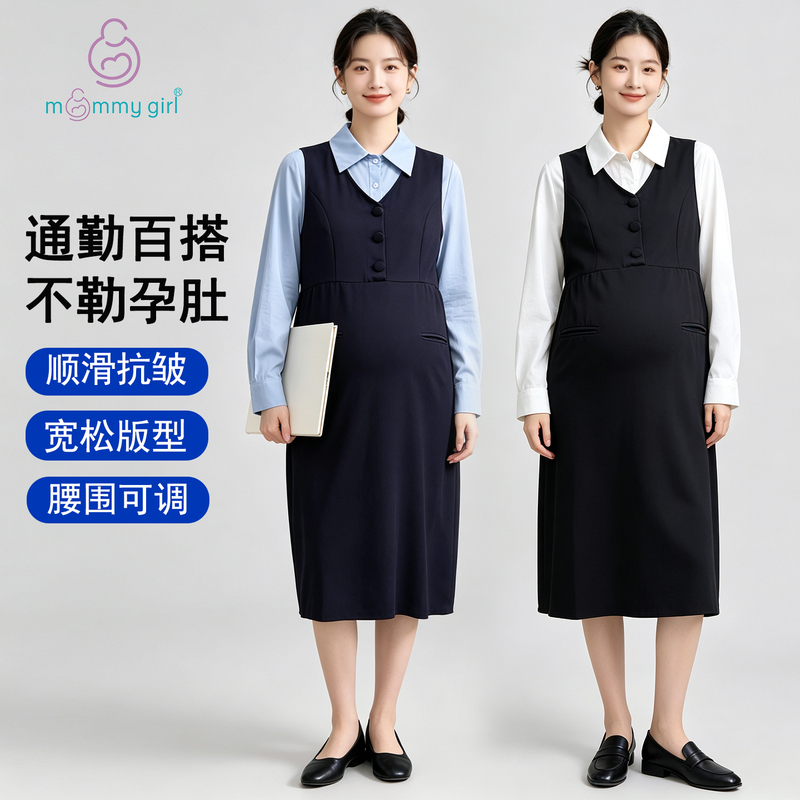 Maternity Business Attire Set, High-End Dress for Pregnancy, Spring and Summer Nursing Dress, Long Work Interview Attire, Formal Wear