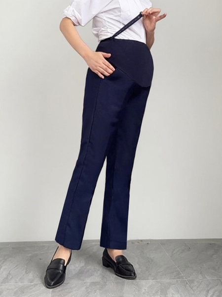 Maternity Work Pants for Office Workers, Straight-Leg Work Pants, Bank Maternity Pants, Suit Pants, Professional Work Pants, Blue Uniform Pants — 5