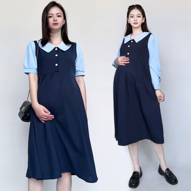 Maternity Professional Dress, Commuter Style Maternity Dress, Loose Korean Style, Elegant, Age-Reducing, Interview Formal Wear, Nursing Dress, Long Style