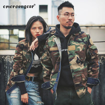 Emerson men and women couple BDU style retro casual jacket men and women spring and autumn thin camouflage lapel jacket