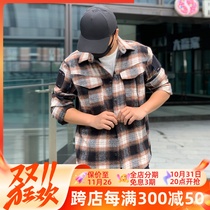 Emerson beetle flannel tactical shirt outdoor spring and autumn warm heavyweight American retro plaid shirt for men