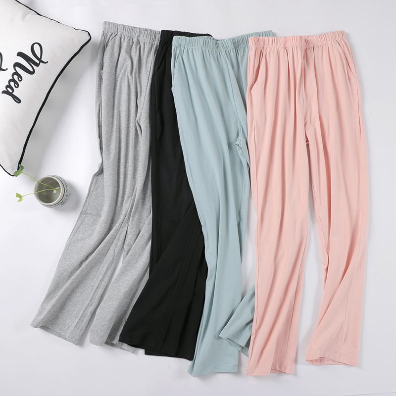 Sleeping Pants Woman Pure Cotton Long Pants Spring Autumn Loose large size Sizes Home Casual Pants Pure Color Minima Summer Thin style Home Long pants