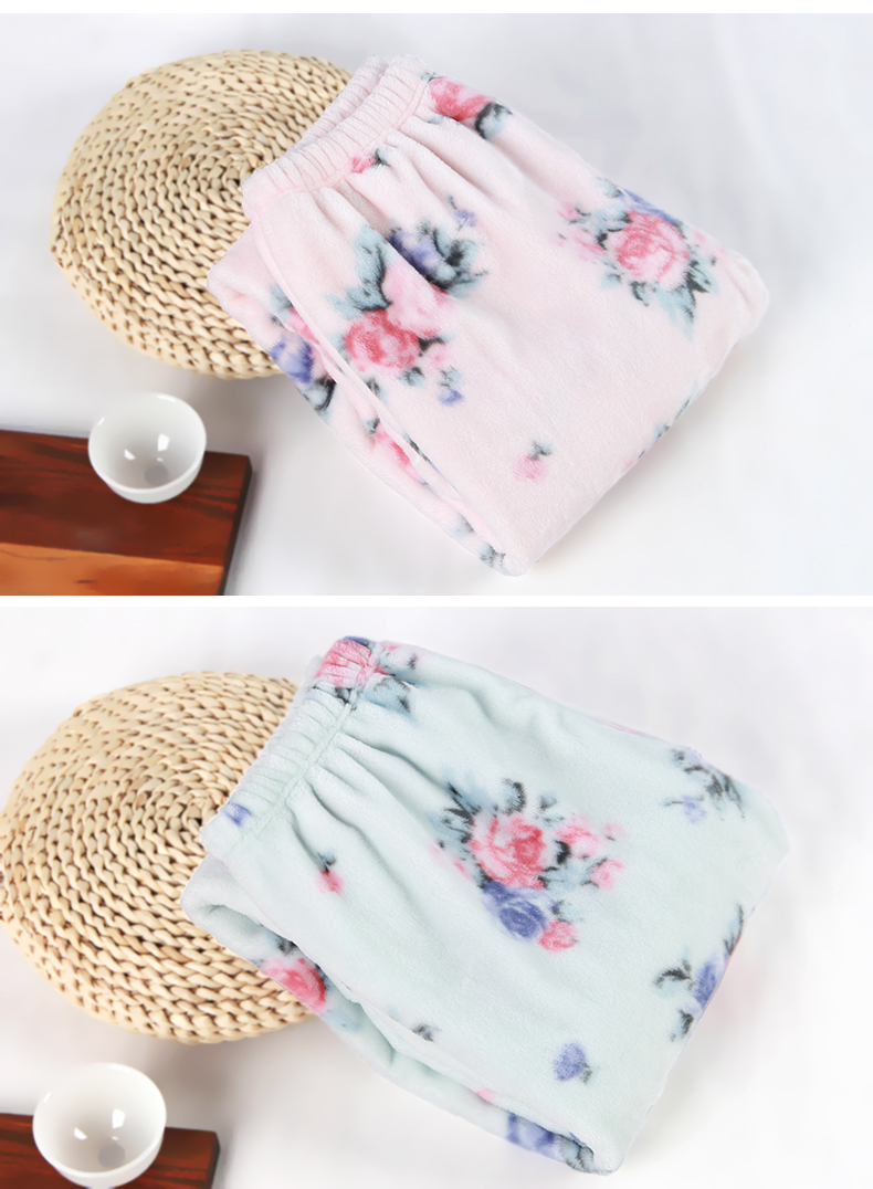 Mùa đông flannel đồ ngủ phụ nữ dày lên lỏng lẻo ấm áp lông cừu nhà quần sống quần thường nhà quần quần jean ống rộng nam