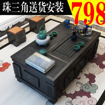 Fire stone coffee table Chinese modern living room solid wood tea table and chair combination Marble simple office Kung Fu tea table