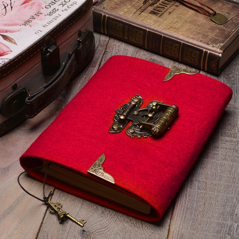 Retro password book with lock day memory This thickened Korean creative hand ledger This student notepad stationery notebook