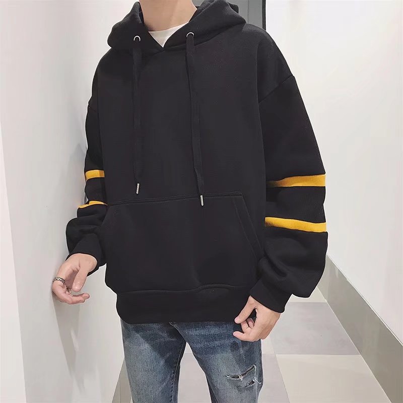 Dòng mũ trùm đầu mới của nam giới cộng với áo len nhung dày của nam giới Hồng Kông nam và nữ sang trọng áo len hoang dã đồ nam đẹp