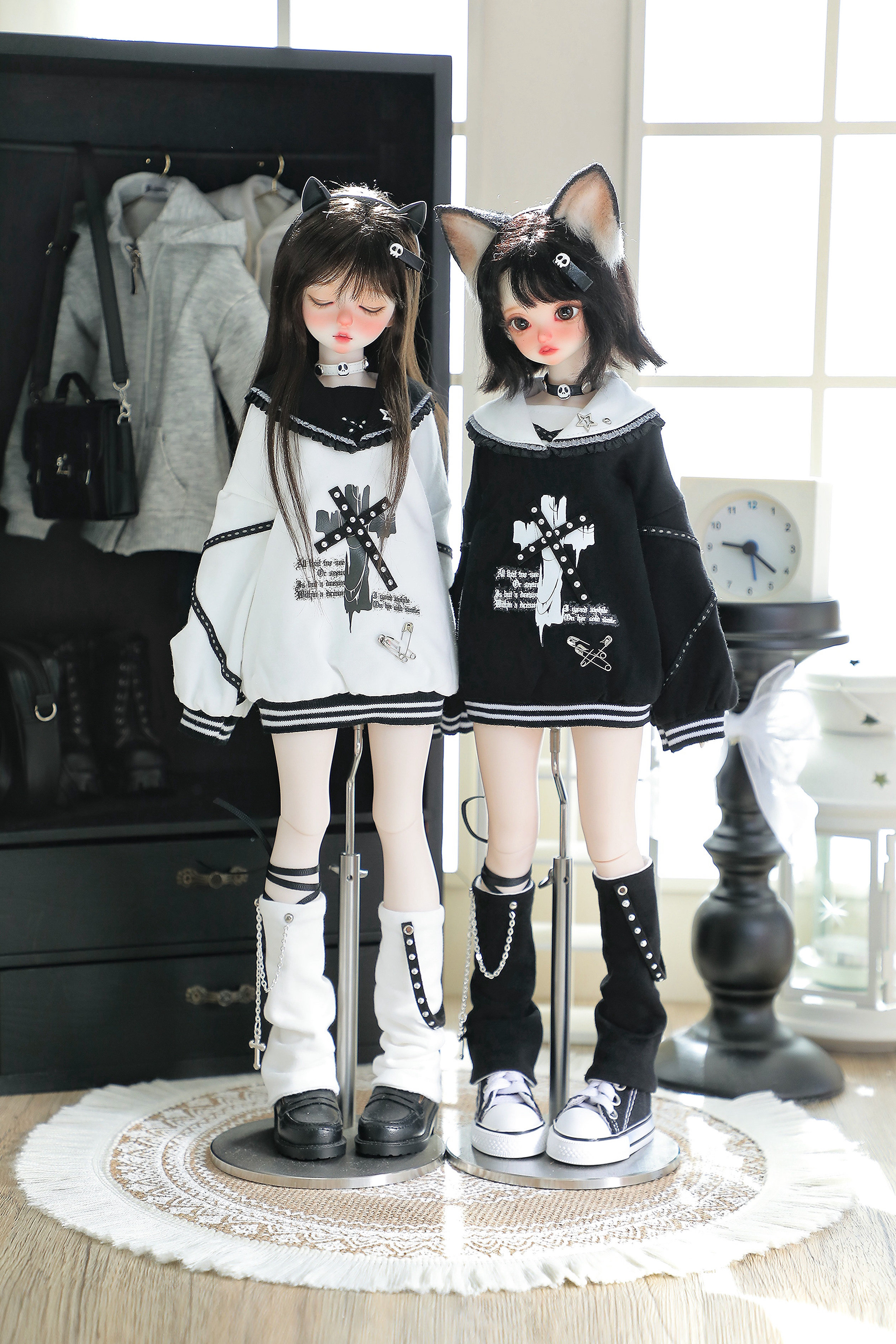Одежда для кукол BJD （菜包猪肉铺）bjd4分mddmsd熊妹兽兽娃衣套装无序圣音