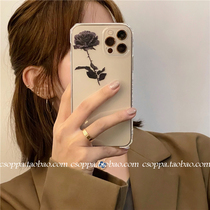 Retro Cold Black Roses for iPhone 13 12 pro max Apple Mobile Case xs transparent 8p female xr