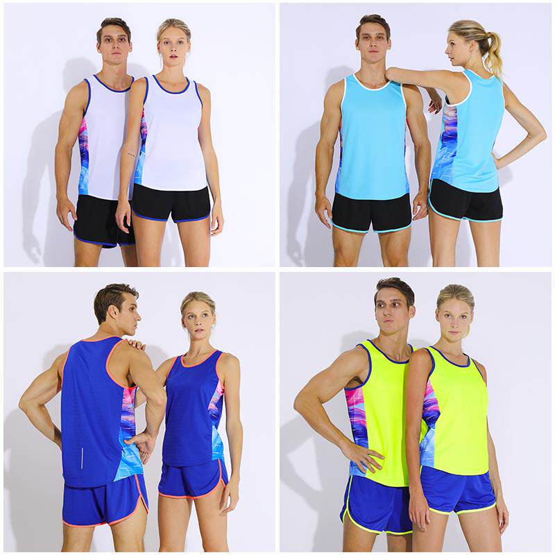 Track and field suit set men's and women's quick-drying sports competition training vest printed student exam marathon running clothes