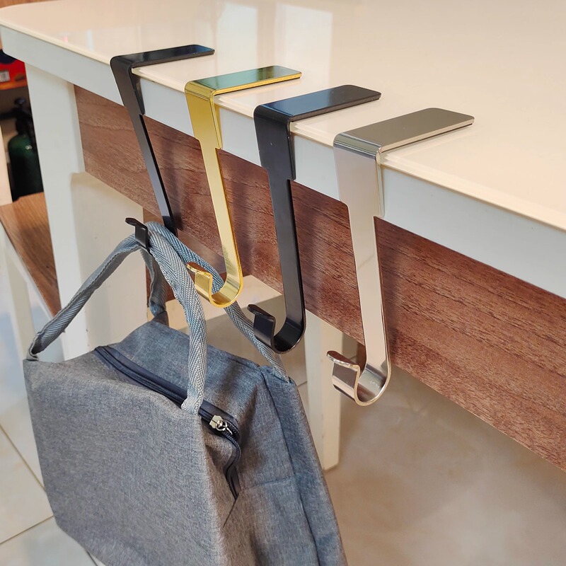 Side Hook, Right-Angle, No-Drill, Extra-Large Hanger for Table Edge, External Hook for Wardrobe Side, Genuine Hillc