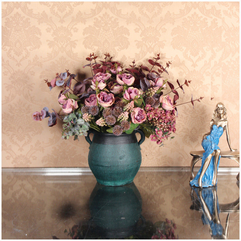 Light luxury retro simulation flower fake flower living room decoration flower table flower tea table TV cabinet ornaments potted